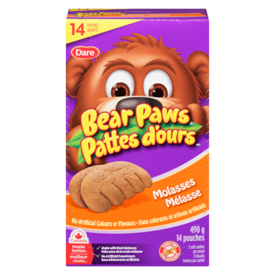 Dare Bear Paws Cookies, Molasses, 14 Pack 490 g, $1.12/100g