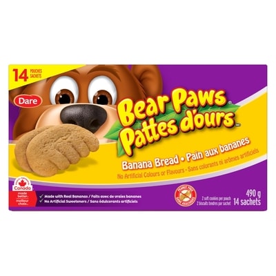 Dare Bear Paws Banana Bread Cookies 490 g, $1.12/100g