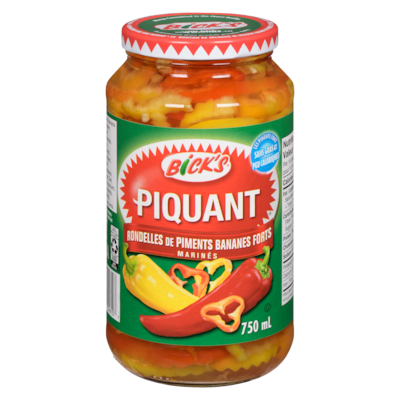 Bick’s Rondelles de piments bananes forts marinés piquant 750 ml, 0,77 $/100ml