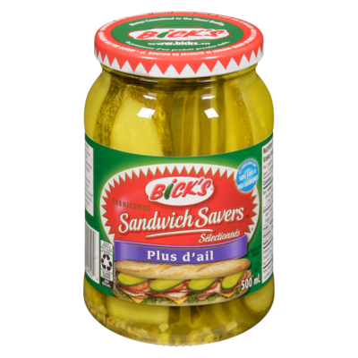 Bick’s Cornichons sélectionnés plus d'ail 500 ml, 0,95 $/100ml