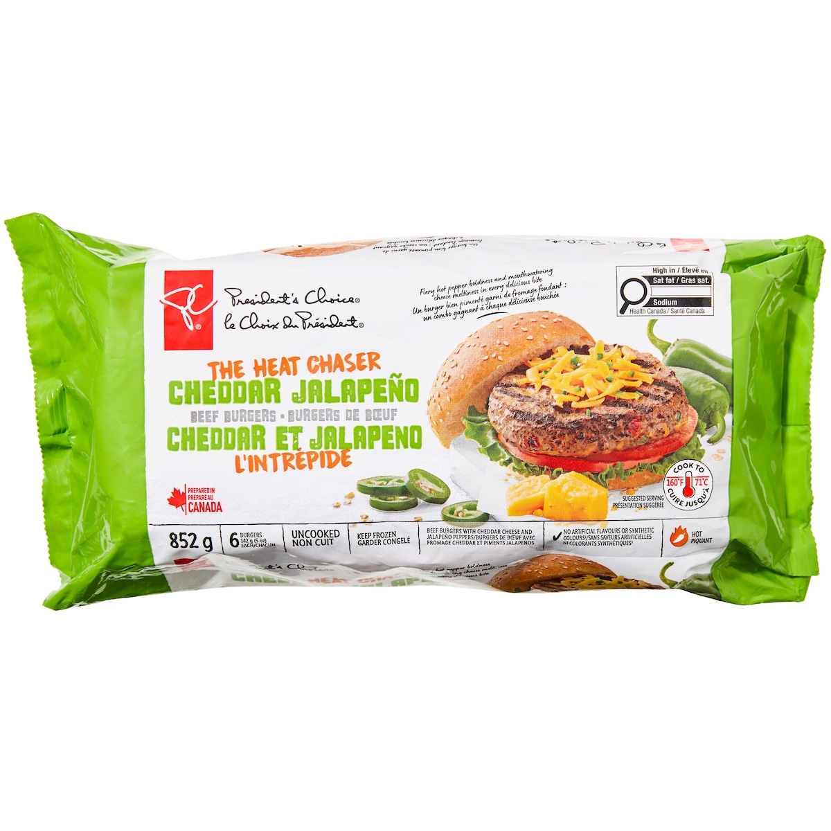 President's Choice The Heat Chaser Cheddar Jalapeno Beef Burgers