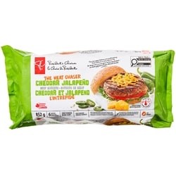 President's Choice The Heat Chaser Cheddar Jalapeno Beef Burgers 852 g, $2.11/100g