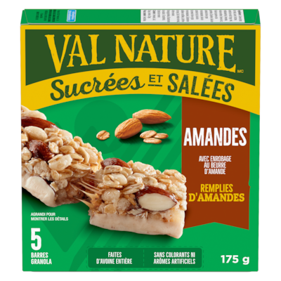 Nature Valley Barres granola sucrées et salées amandes 175 g, 3,31 $/100g