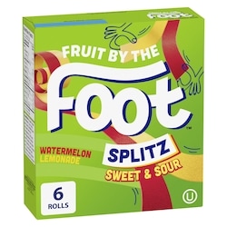 Betty Crocker Fruit By The Foot Splitz Fruit Flavoured Snacks Watermelon Lemonade, 6 Rolls, 128 g 128 g, $1.95/100g