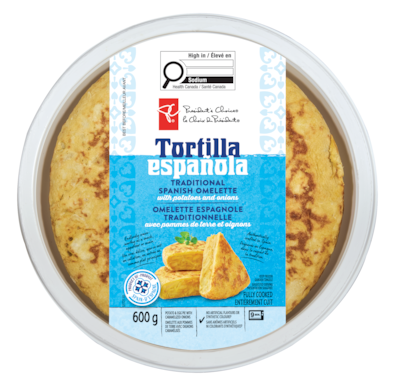le Choix du Président Tortilla Española Omelette aux pommes de terre et oignons caramélisés 600 g, 1,50 $/100g