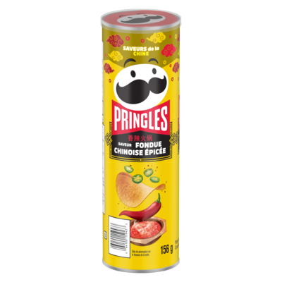 Pringles Croustilles saveur fondue chinoise épicée 156 g, 1,92 $/100g