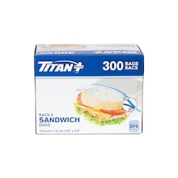 Titan Sandwich Bags, 300-Pack 300 ea, $0.03/1ea