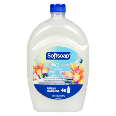 Softsoap Savon hydratant pour les mains parfum de vanille chaleureuse et de lait de coco recharge 1.47 l, 1,02 $/100ml