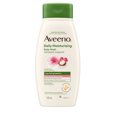 Aveeno Nettoyant corporel hydratant quotidien, parfum baies et beurre de karité, parfums pour peau sensible 532 ml, 2,44 $/100ml