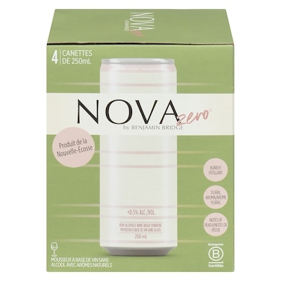 Benjamin Bridge Mousseux à base de vin sans alcool avec arômes naturels nova zero 4x250.0 ml, 1,50 $/100ml