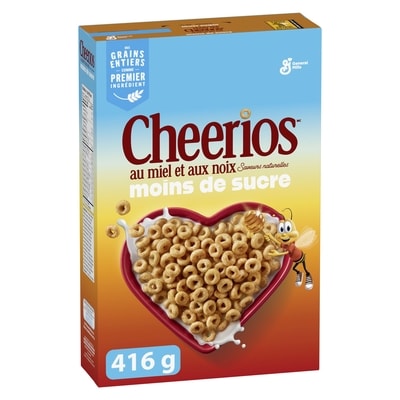 General Mills Cheerios au miel et aux noix Saveurs naturelles moins de sucre Céréales 416.7 g, 0,96 $/100g