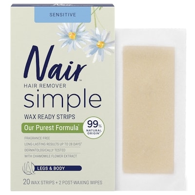 Nair Hair Remover Wax Ready Strips Sensitive Legs & Body 20 ea, $0.65/1ea