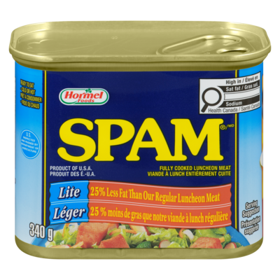 Spam Viande à lunch entièrement cuite léger 340 g, 2,00 $/100g