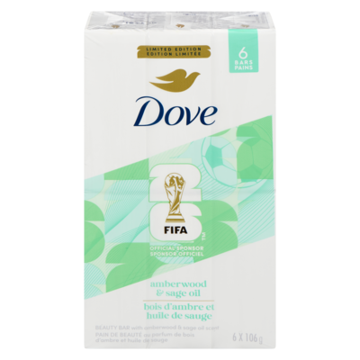 Dove Pain de beauté au parfum de bois d'ambre et huile de sauge edition limitée 6x106.0 g, 2,20 $/100g