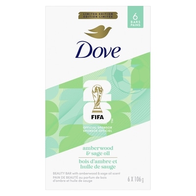Dove Barre de Beauté FIFA Bois D'ambre et Huile de Sauge 6x106.0 g, 1,89 $/100g