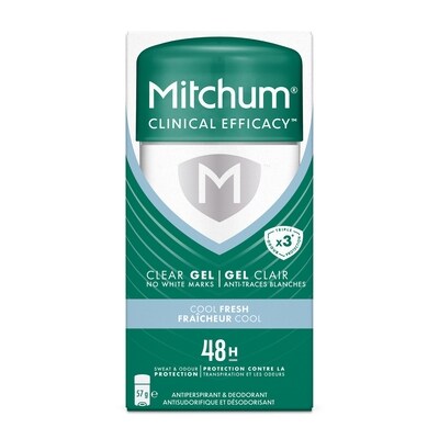 désodorisant et antisudorifique en gel clair efficacité clinique 48H, fraîcheur cool