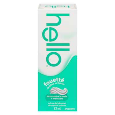Hello Fouetté dentifrice au fluorure arôme de bâtonnet de menthe poivrée 82 ml, 10,98 $/100ml