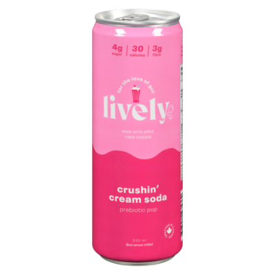 LIVELY Prebiotic Pop Crushin' Cream Soda 355 ml, $1.12/100ml