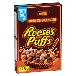 General Mills PUFFS Dark Chocolate Flavour Cereal, Real REESE'S Peanut Butter 326 g, $1.78/100g