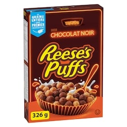 General Mills Céréales à saveur de chocolat noir REESE’S PUFFS, vrai beurre d’arachide REESE’S 326 g, 1,78 $/100g