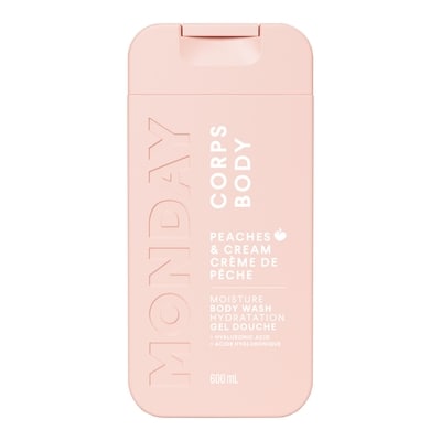 Monday Gel douche HYDRATATION Pêches et crème 600 ml, 2,33 $/100ml