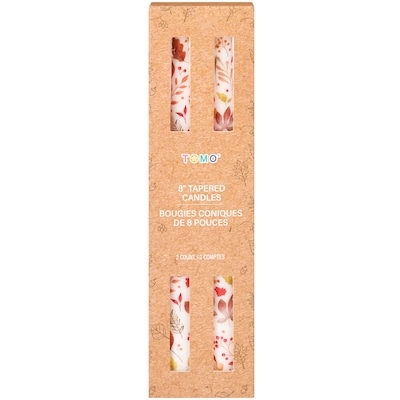 null Lot de 2 bougies coniques des Récoltes de 8 po – feuilles 1 ea, 9,00 $/1ch