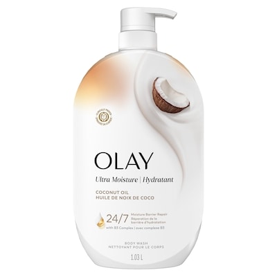 Olay Nettoyant pour le corps Ultra hydratant avec huile de noix de coco, vitamine B3 et mélange hyaluronique 1035 ml, 1,83 $/100ml