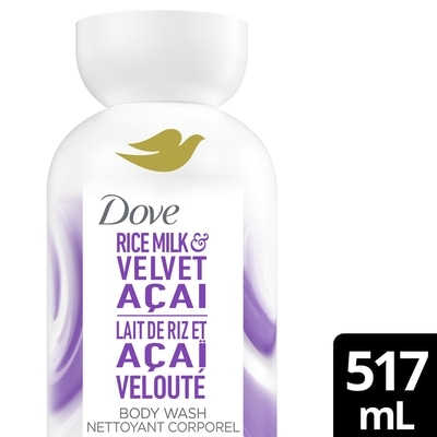 Dove Body Wash Rice Milk & Velvet Acai Cleansing & Moisturizing 517 ml, $2.90/100ml