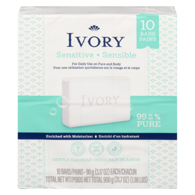 Ivory Soap Bar, Sensitive 900 g, $0.83/100g