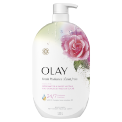 Olay Nettoyant pour le corps Éclat frais avec essence d’eau de rose et de nectar sucré et mélange de vitamine B3 et d’antioxydants 1035 ml, 1,50 $/100ml