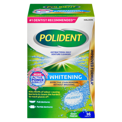 Polident Antibacterial Daily Denture Cleanser Whitening Mint Fresh 96 ea, $0.15/1ea