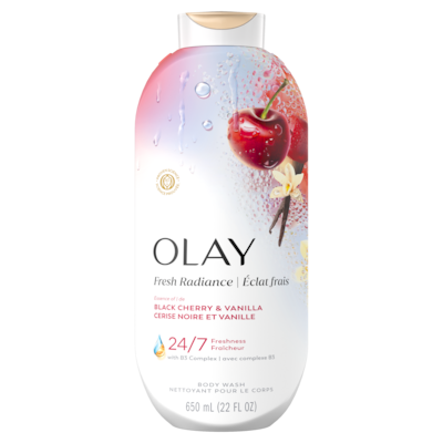 Olay Fresh Radiance Body Wash with Essence of Black Cherry and Vanilla, Vitamin B3 and Antioxidant Blend 650 ml, $1.84/100ml