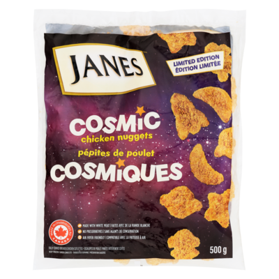 Janes Escalopes de poulet panées entièrement cuites pépites de poulet cosmiques édition limitée 500 g, 0,90 $/100g