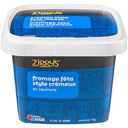 Ziggy’s Fromage féta style crémeux en saumure 1 kg, 1,90 $/100g