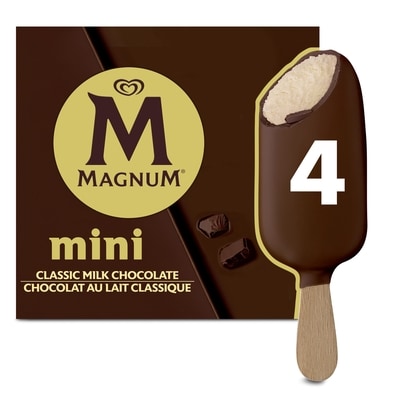 Magnum Barres de Crème Glacée Mini Chocolat au Lait Classique 4x55.0 ml, 2,50 $/100ml