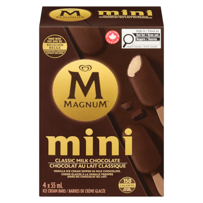 Magnum Barres de crème glacée mini, chocolat au lait classique, paquet de 4 4x55.0 ml, 2,27 $/100ml
