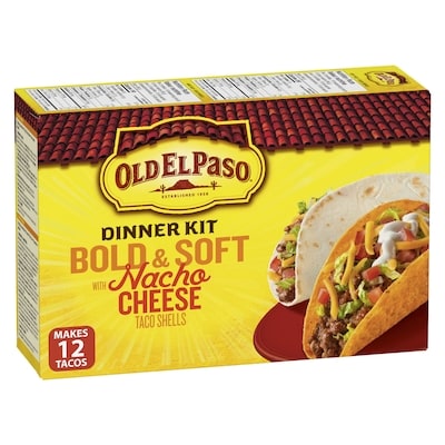 Old El Paso Bold and Soft Nacho Cheese Taco Dinner Kit 357 g, $1.82/100g