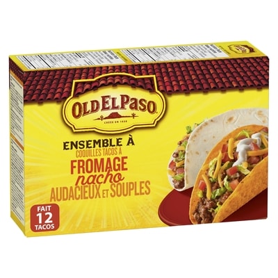 Old El Paso Ensemble à tacos avec coquilles à saveur de fromage nacho Audacieux et souples 357 g, 1,40 $/100g