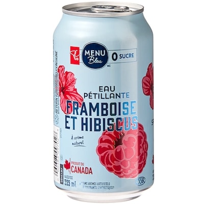 Eau pétillante Framboise et hibiscus, lot de 12 canettes