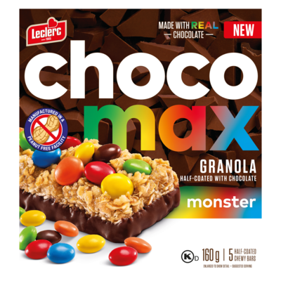 Half-Coated Chewy Bars Granola Half-Coated With Chocolate Monster