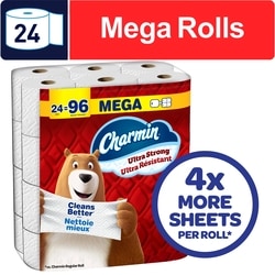 Charmin Toilet Paper Ultra Strong, 24 Mega Rolls 24 ea, $23.00/1ea