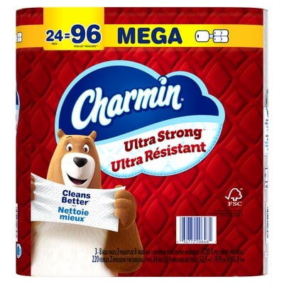 Charmin Toilet Paper Ultra Strong, 24 Mega Rolls 24 ea, $32.99/1ea
