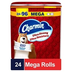 Toilet Paper Ultra Strong, 24 Mega Rolls, 2-ply Bath Tissue
