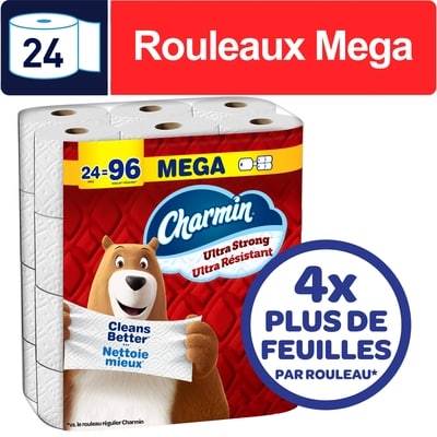Charmin Papier hygiénique Ultra Résistant, 24 rouleaux méga 24 ea, 32,99 $/1ch