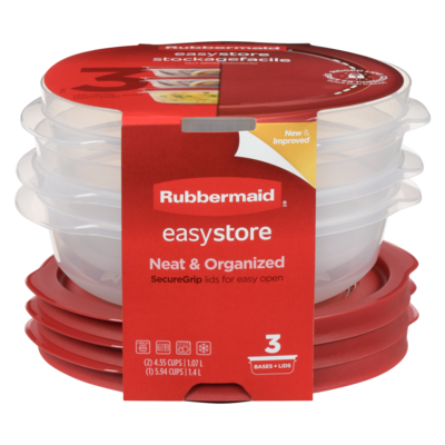 Rubbermaid Round Food Storage Containers, 3 Pack 3 ea, $3.00/1ea