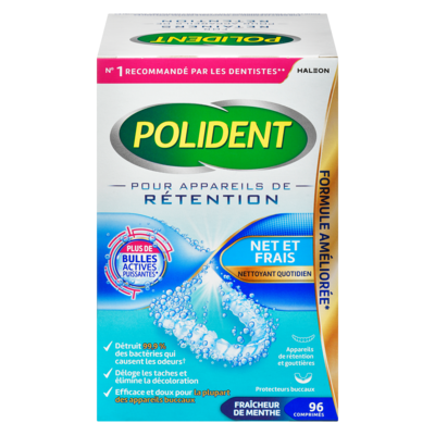 Polident Nettoyant quotidien pour appareils de rétention fraîcheur de menthe 96 ea, 0,15 $/1ch