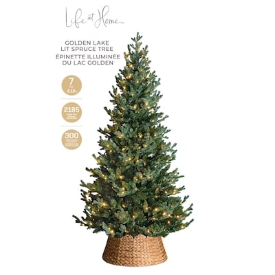Pre-Lit Upswept Pine Golden Lake Spruce Tree 7 FT