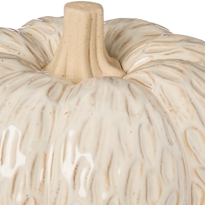 Textured Ceramic Pumpkin Decoration 4.90 in - Ivory
