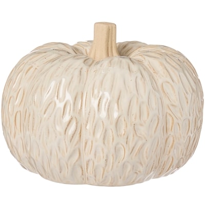 Life at Home Citrouille décorative en céramique texturée 4,90 po – ivoire 1 ea, 12,00 $/1ch