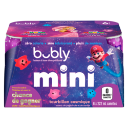 Eau pétillante Bubly Mini tourbillon cosmique 6x222.0 ml, 0,37 $/100ml